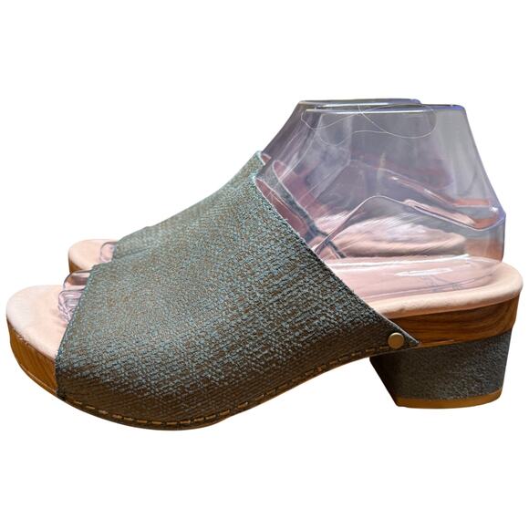 Dansko Maci EU38/US7.5-8 Green Leather Open Toe Platform Mule Block Heel *READ* - Picture 1 of 15